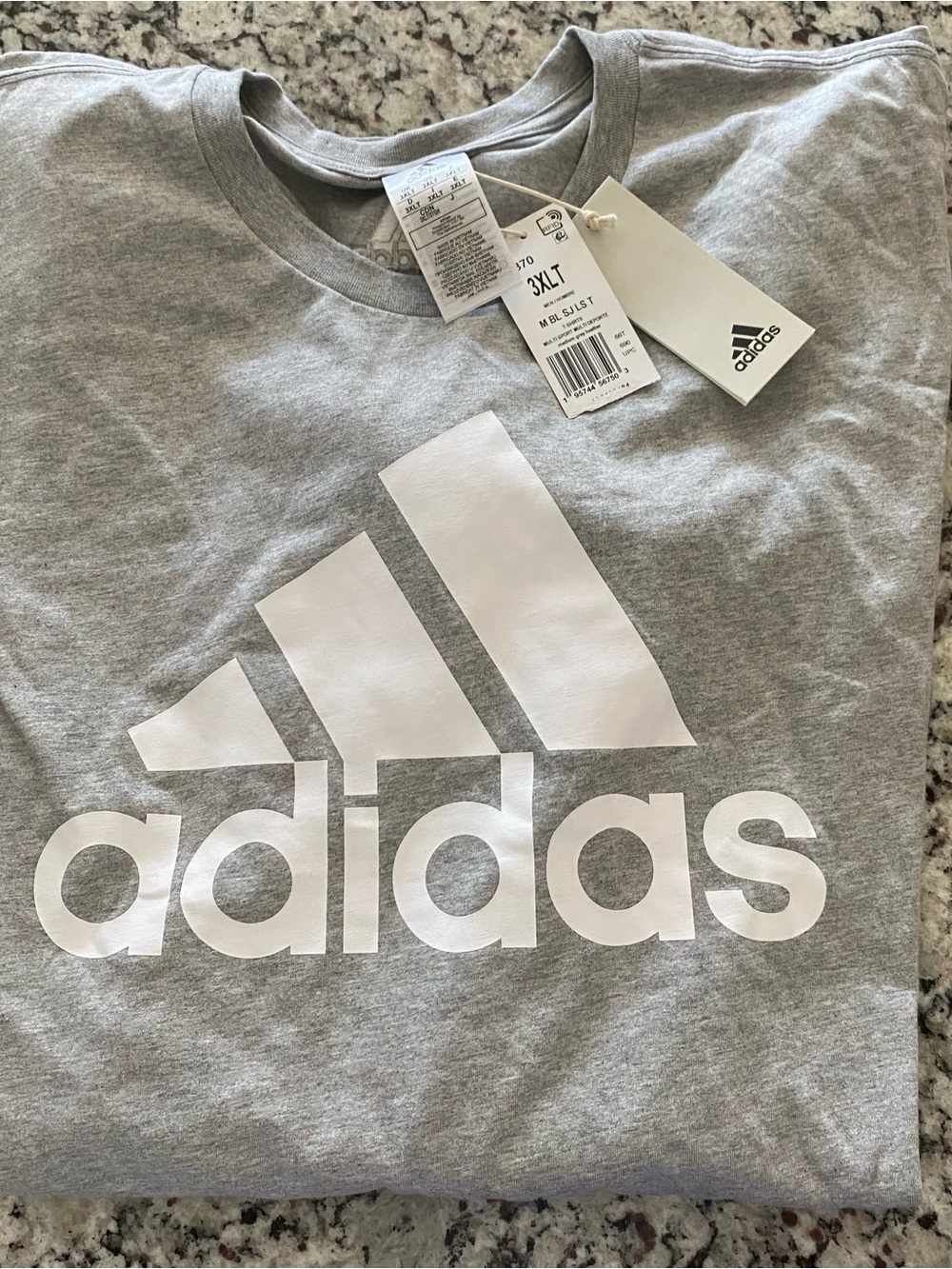 Men’s Adidas Gray Crewneck long sleeve Tee NWT Size 3XL